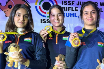 In women 25m Pistol team event India secures gold in Asian games