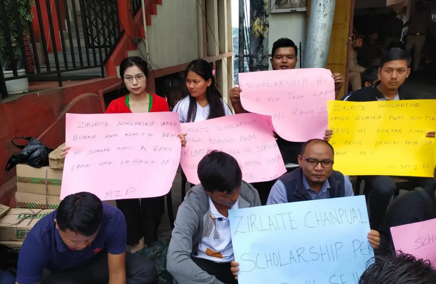Students scholarship issuance row, MZP stages protest in Aizawl