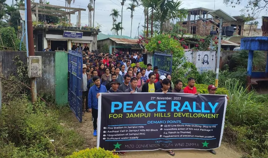 To address basic issues,Mizo youth of Jampui Hills held peace rally