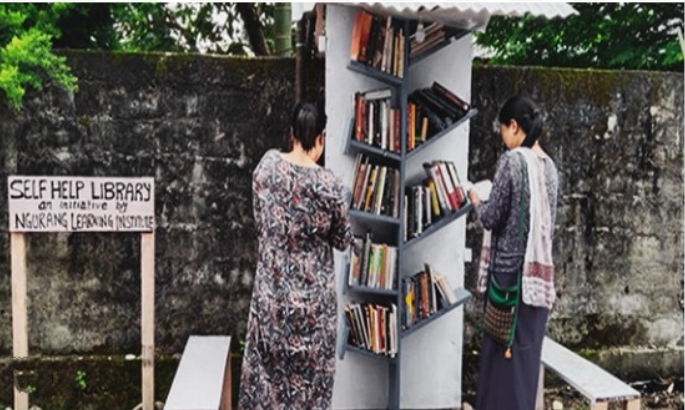 Mini roadside library set up by Arunachal sisters to promote reading